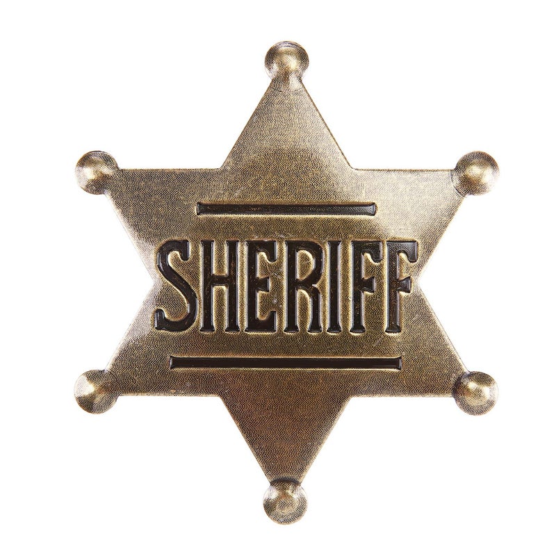 AKITSUMA Toy Sheriff Badge for Kids, Metal, Western Deputy Sheriff Badge, Old West Prop, US-AKI-014 (Dark Bronze) - Image 1